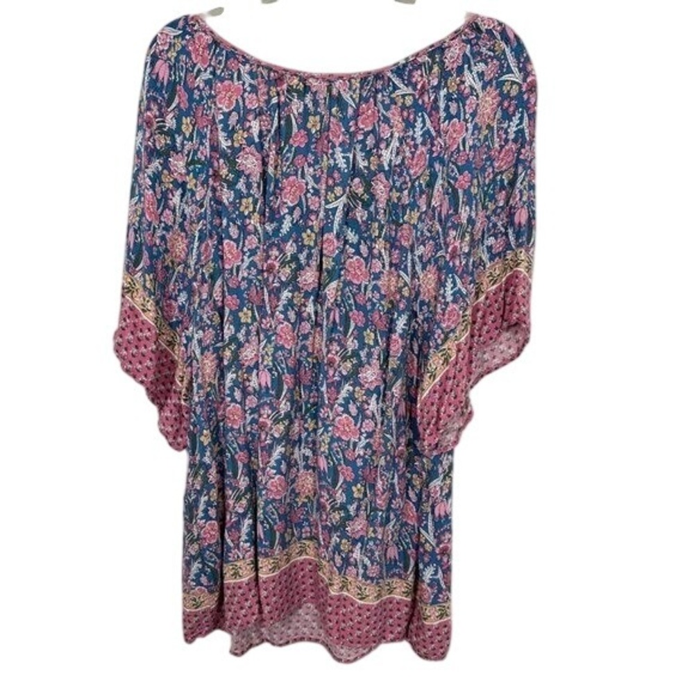Cynthia Rowley Navy and Pink Floral Boho Blouse - Picture 2 of 5